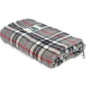 New Wool Fringed Throw Blanket Gray Thomson Made in England